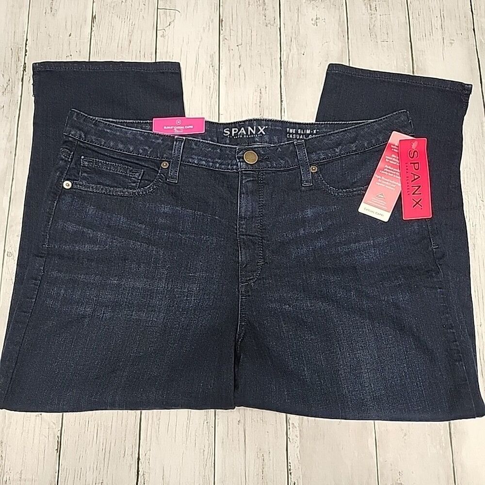 Spanx NWT Womens Size 32 Slim-X Casual Cropped Capri Jeans Shaping - Picture 2 of 13